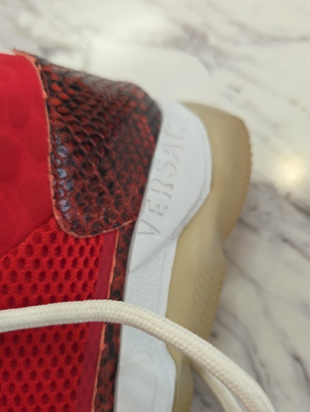 Versace Red Mesh & Snake-Print Women's Sneakers - Picture 13 of 13